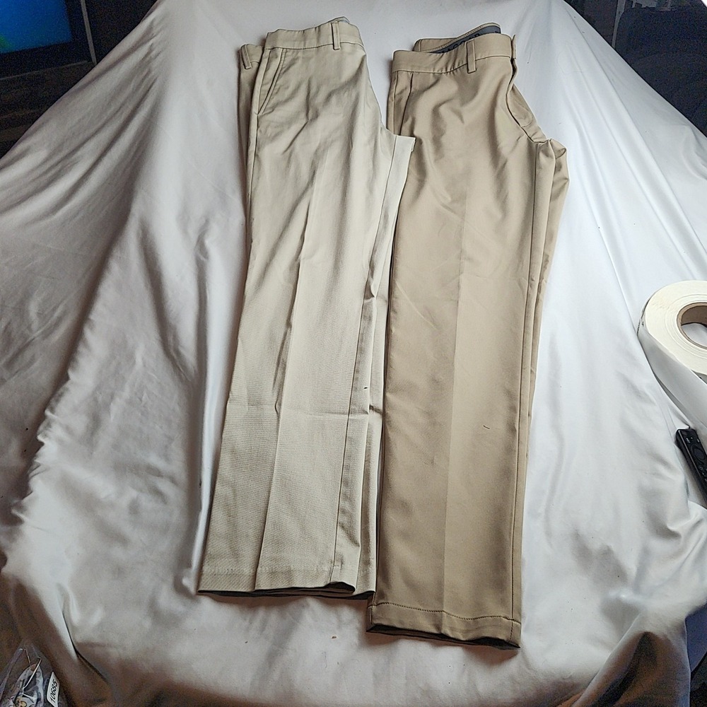Haggar Cool 18 Pro Khaki Chino Dress Pants Tan 2-Pack Men's Size 32
